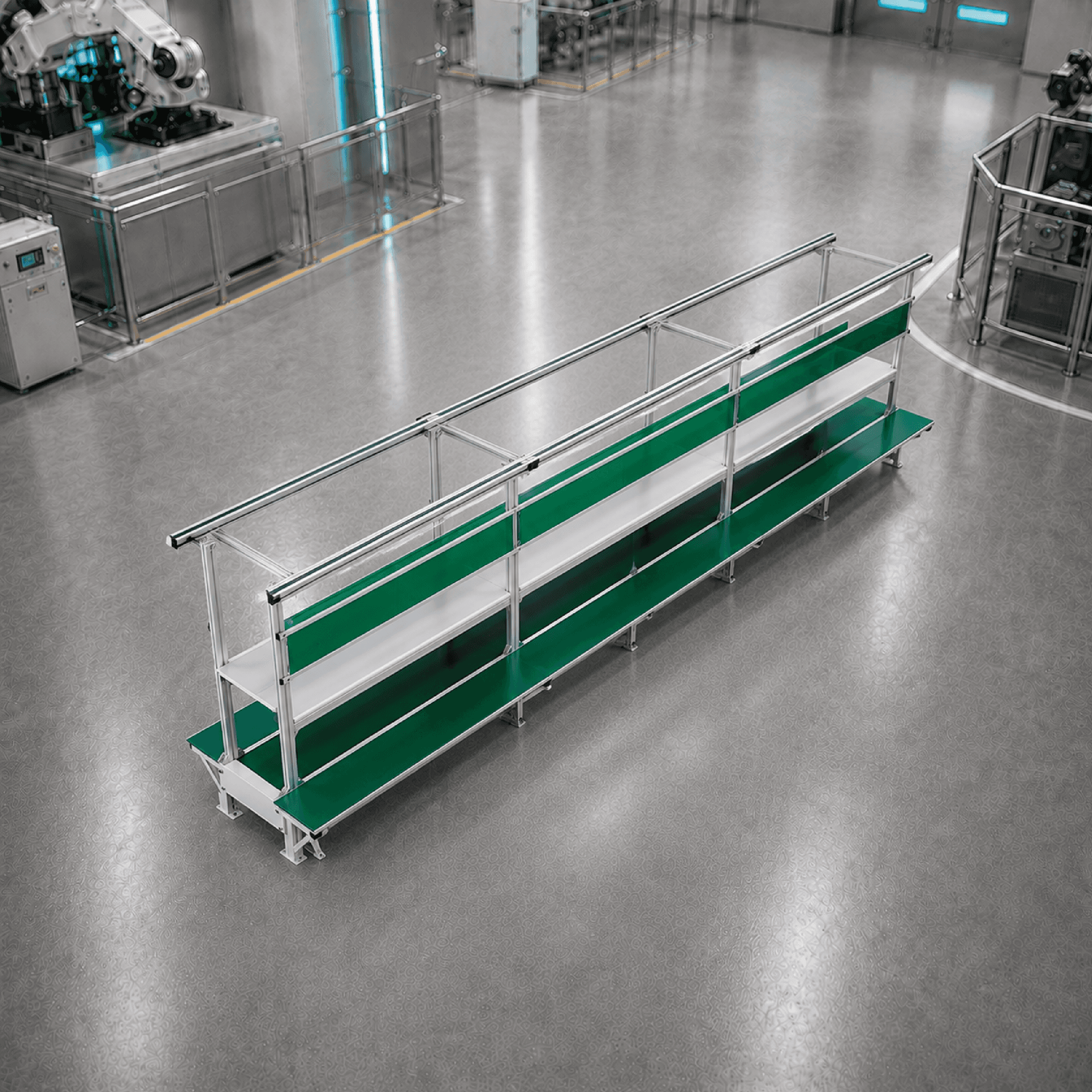 Assembly line conveyor with workstations
