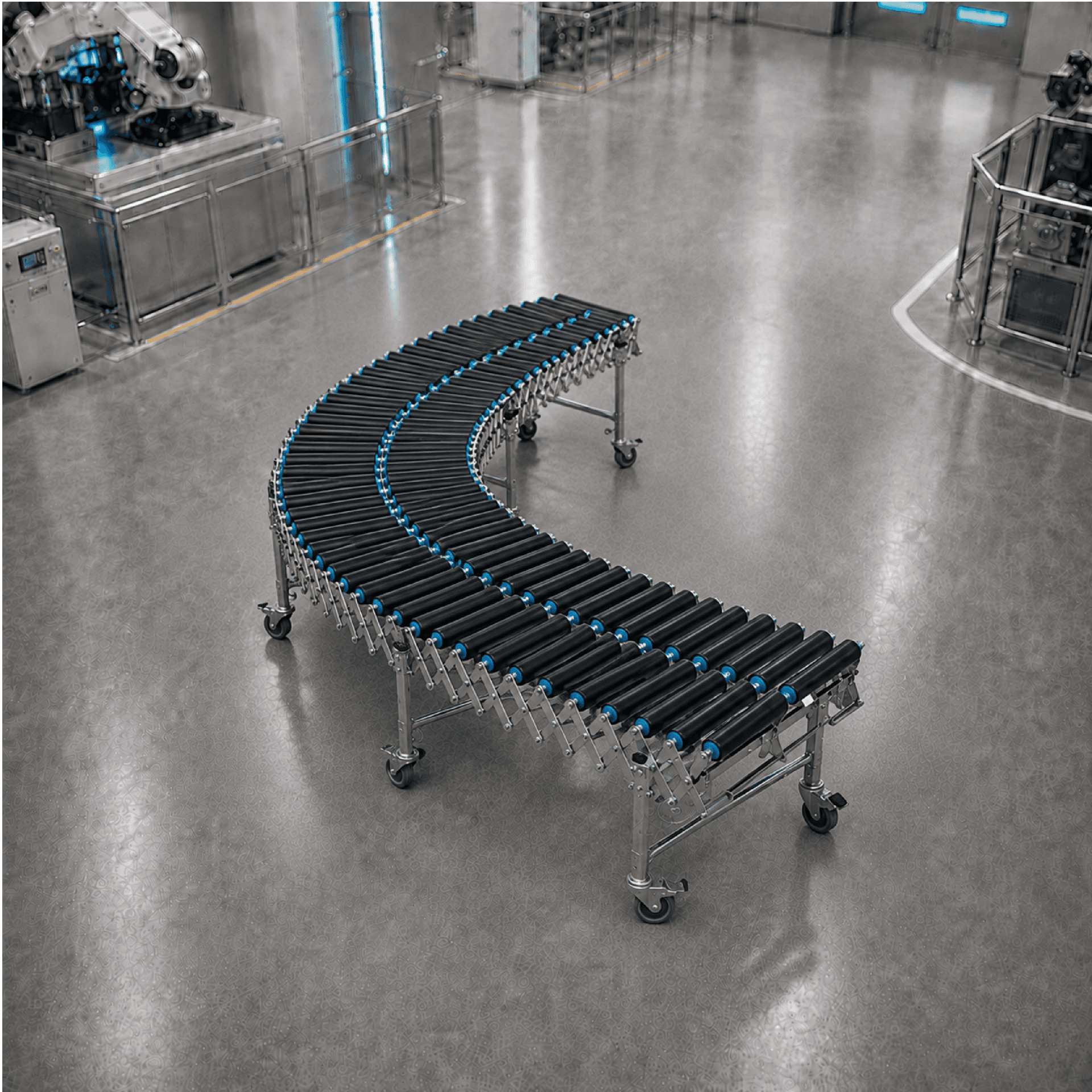 Flexible gravity roller conveyor