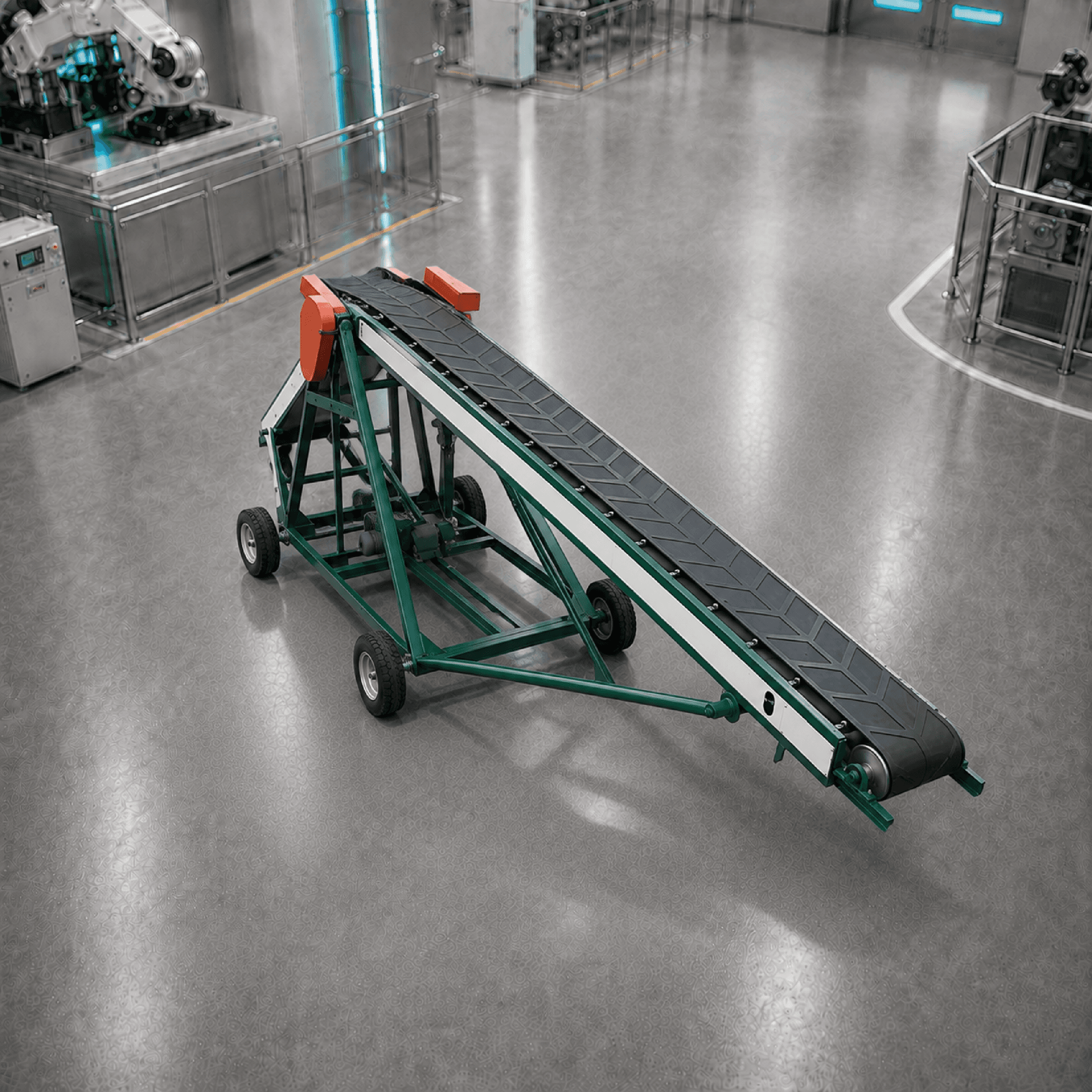 Loading conveyor feeding a truck at a dock
